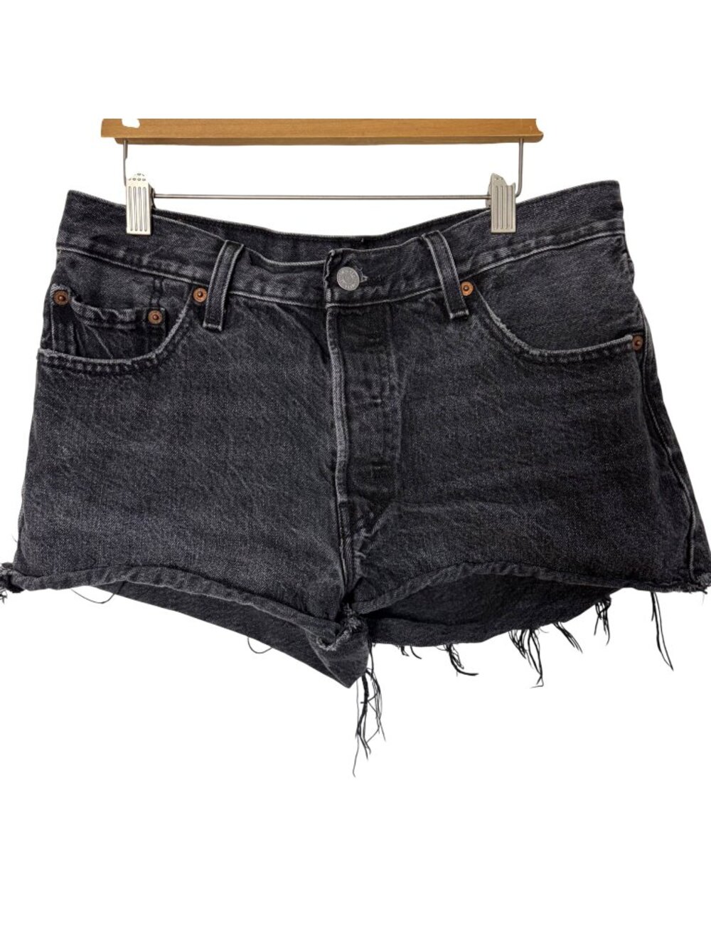 Levis Womens 501 Short Shorts 29 Button Fly Frayed Hem High Rise Daisy Dukes